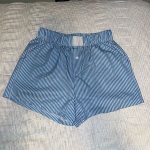 Blue Striped Boxer Style Shorts